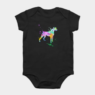 Boxer Dog Artwork Watercolor Paint Splatter Silhouette Dog Lover Gift Baby Bodysuit